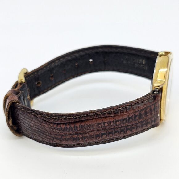 Jules Jurgensen Women's Watch 32MM Gold Dial Brown Leather Bands New Battery - Picture 8 of 11